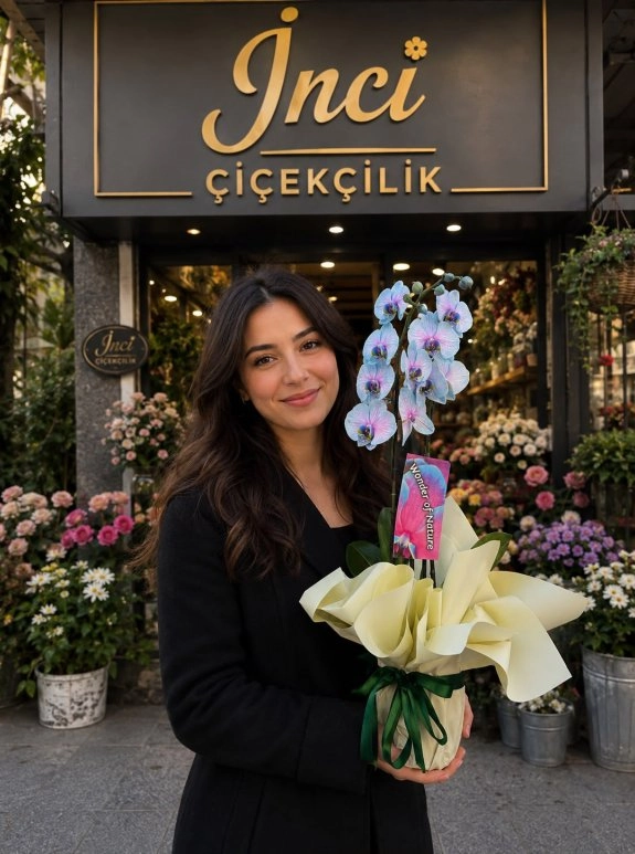 İthal 2 Dallı Çift Renk Orkide